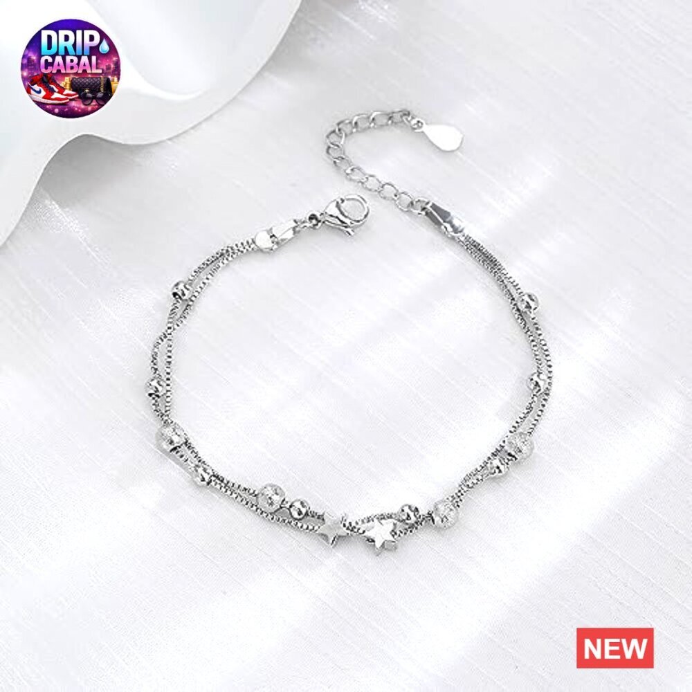 Sterling Silver Heart Link Bracelet Elegant Minimal Chic Chain Bangle - Picture 3 of 7
